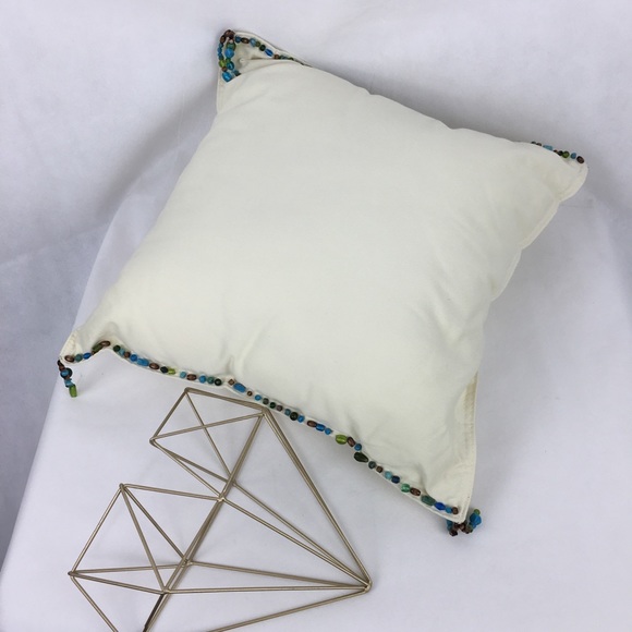 Turquoise & Glass Beaded Accent Pillow - Picture 2 of 6